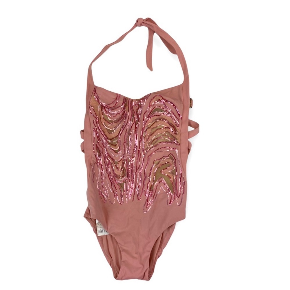 La Perla Luxury Crystal Embellished Swimsuit - Pink - Size 32B US